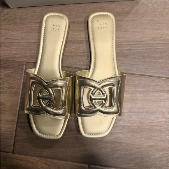 a new day Shoes - A New Day Metallic Gold Slide Sandals